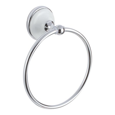 SURE-LOC HARDWARE Sure-Loc Hardware Brighton Towel Ring, Polished Chrome with White Porcelain BT-TR1 26W